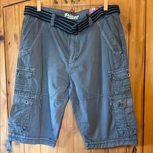 Plugg Men's Charcoal Cargo Shorts with Belt